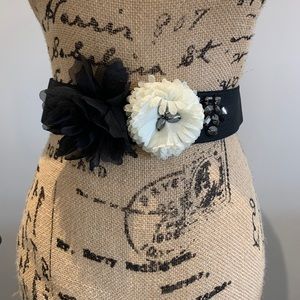 J. Crew Elastic Belt with Flower and Rhinestones